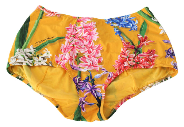 Orange Floral Print Swimwear Beachwear Bikini Bottom