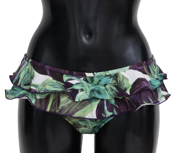Green Eggplant Print Swimwear Beachwear Bikini Bottom