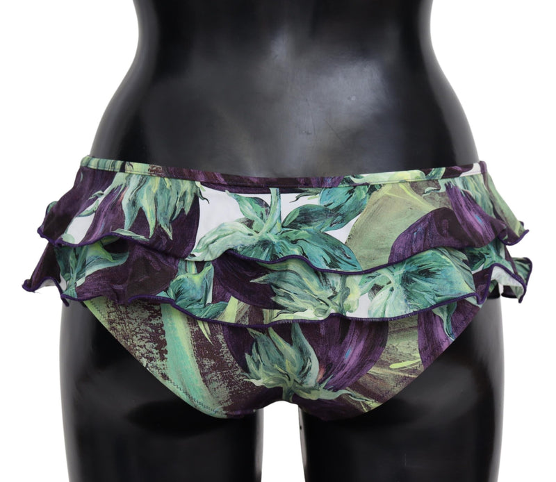 Green Eggplant Print Swimwear Beachwear Bikini Bottom