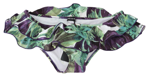 Green Eggplant Print Swimwear Beachwear Bikini Bottom