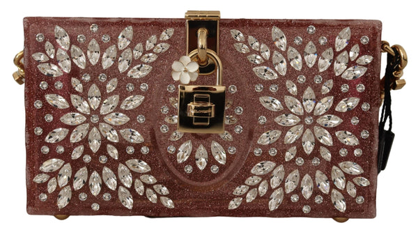Pink Crystals Clutch Cross Body Women Box Bag