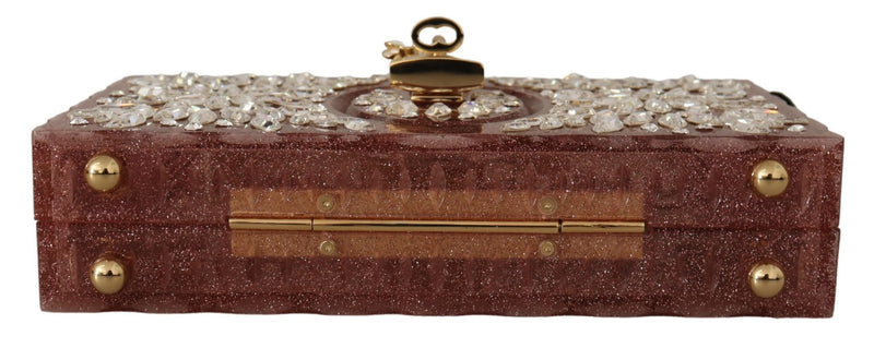 Pink Crystals Clutch Cross Body Women Box Bag
