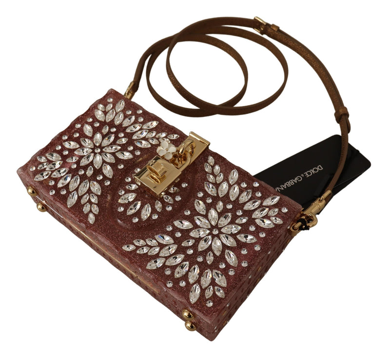 Pink Crystals Clutch Cross Body Women Box Bag