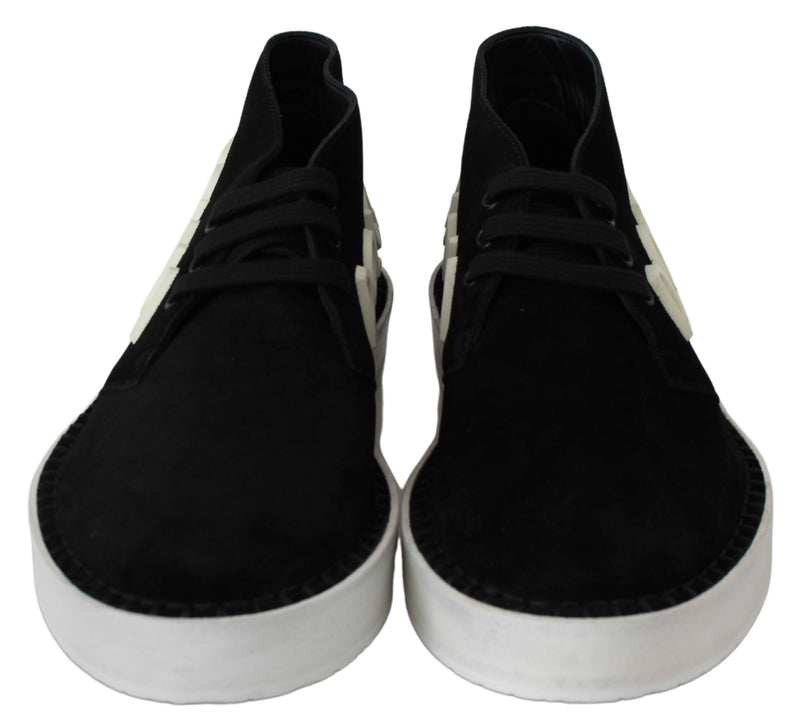 Black Leather Derby Logo Casual Sneakers Derby Shoes