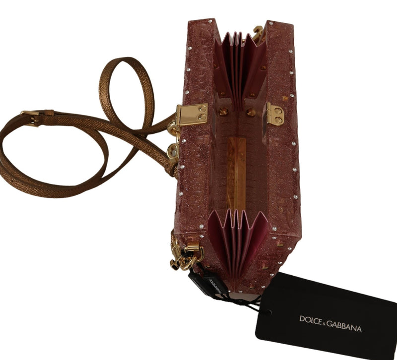 Pink Crystals Clutch Cross Body Women Box Bag