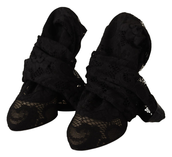 Black Taormina Lace Socks Boots Shoes