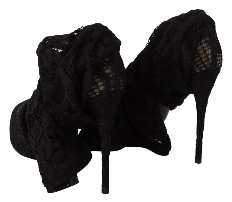Black Taormina Lace Socks Boots Shoes