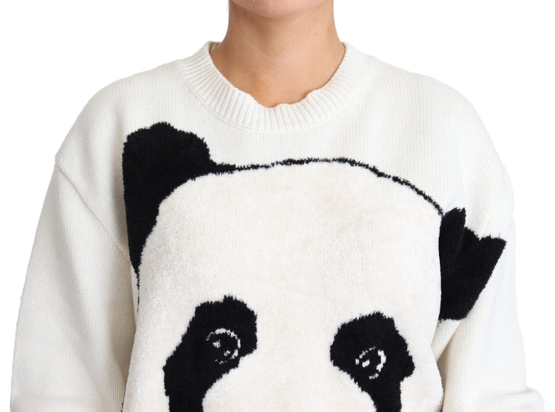 Black White Panda Print Pullover Sweater