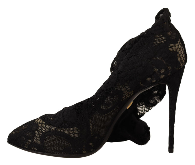 Black Taormina Lace Socks Boots Shoes