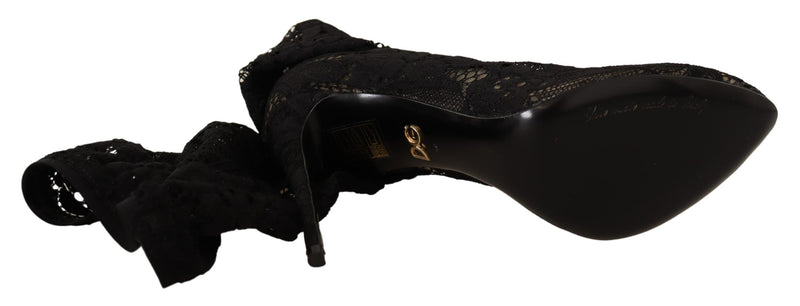 Black Taormina Lace Socks Boots Shoes
