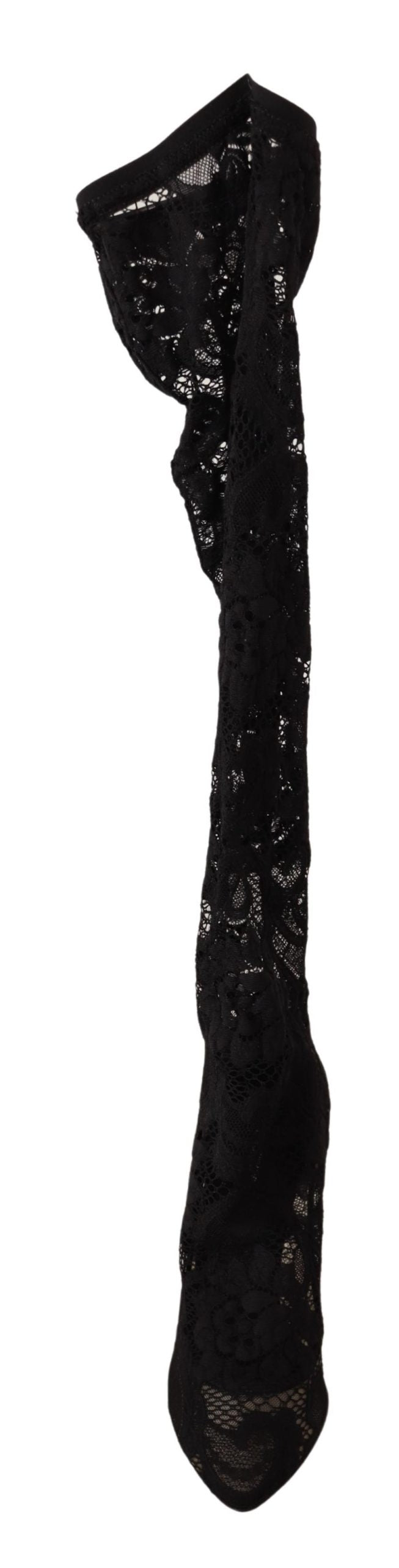 Black Taormina Lace Socks Boots Shoes