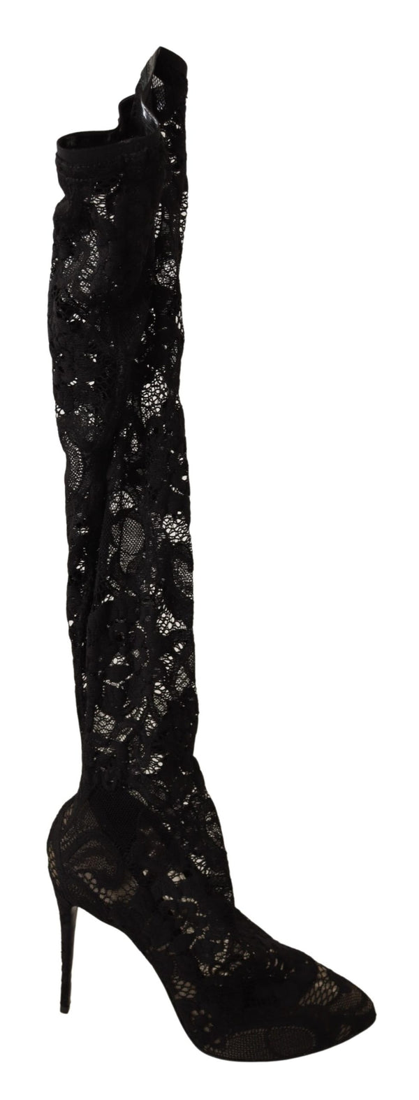 Black Taormina Lace Socks Boots Shoes