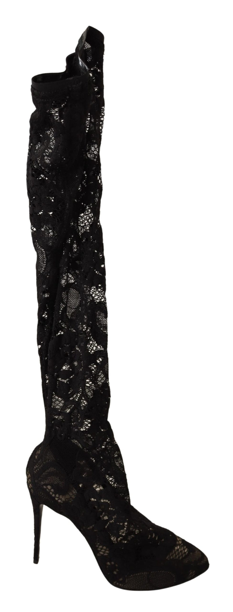Black Taormina Lace Socks Boots Shoes