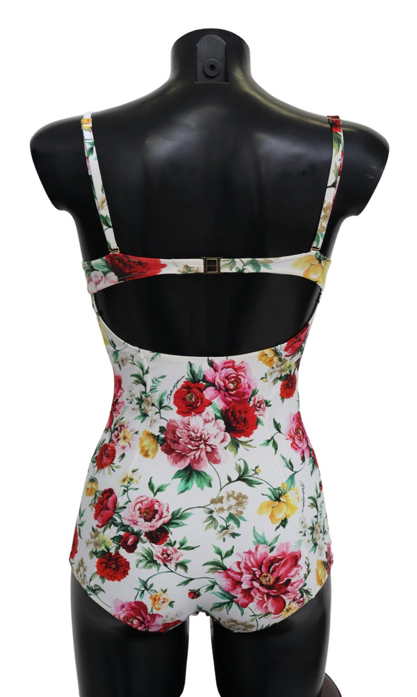 White Floral One Piece Swimwear Swimsuit Bikini
