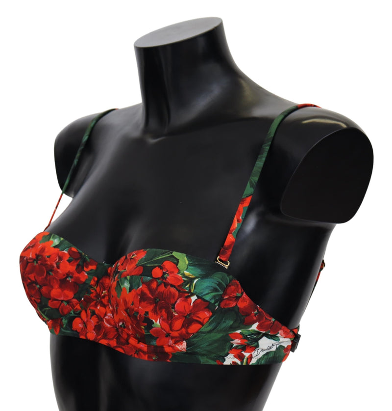 Red Floral Print Swimsuit Beachwear Bikini Tops
