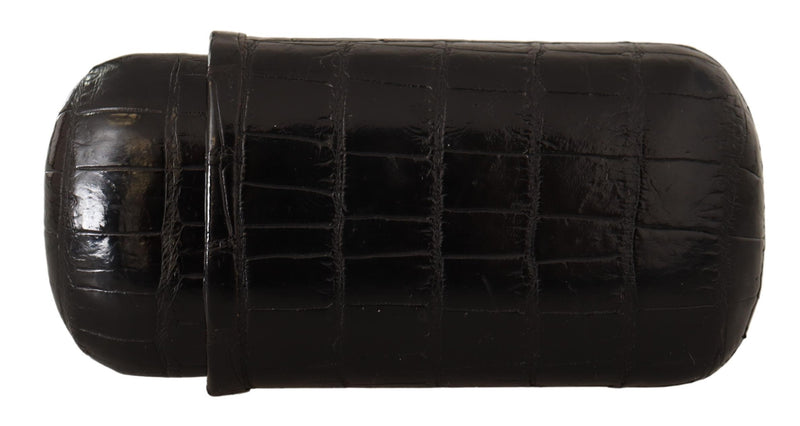 Brown Crocodile Leather Skin Cover Cigar Case Holder