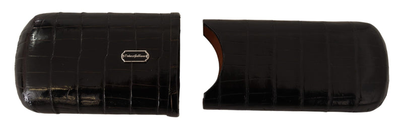 Brown Crocodile Leather Skin Cover Cigar Case Holder