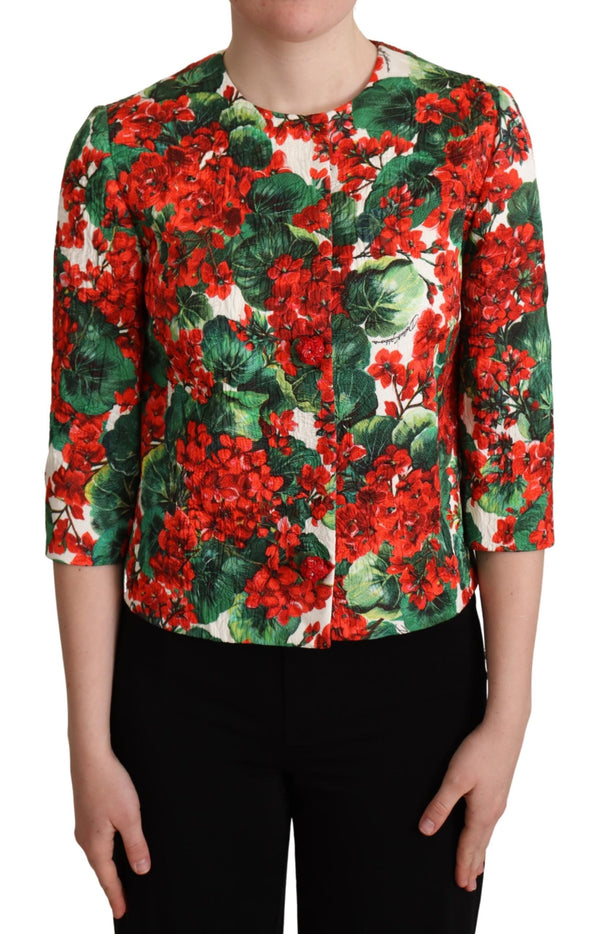 Multicolor Floral Brocade Blazer Jacket