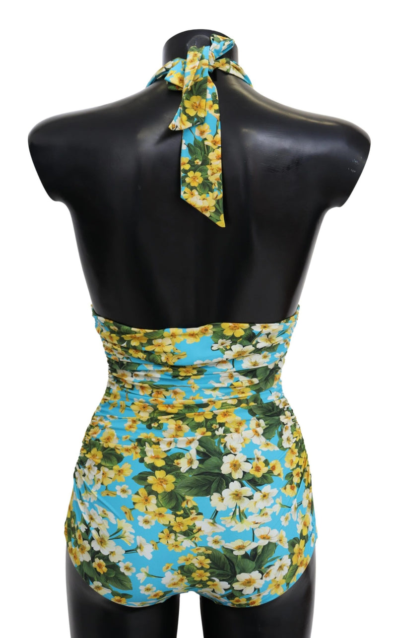 Blue Floral One Piece Swimwear Swimsuit Bikini