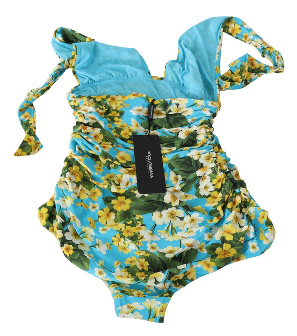 Blue Floral One Piece Swimwear Swimsuit Bikini