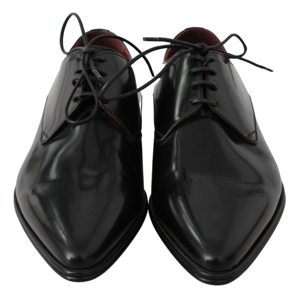 Black Leather Derby Dress Mens Shoes