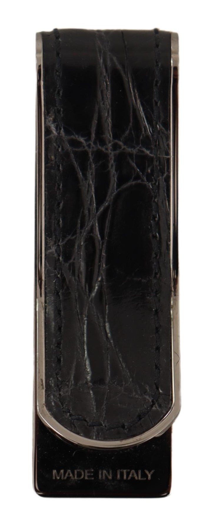 Blue Leather Silver Brass Mens Cash Clasp Money Clip