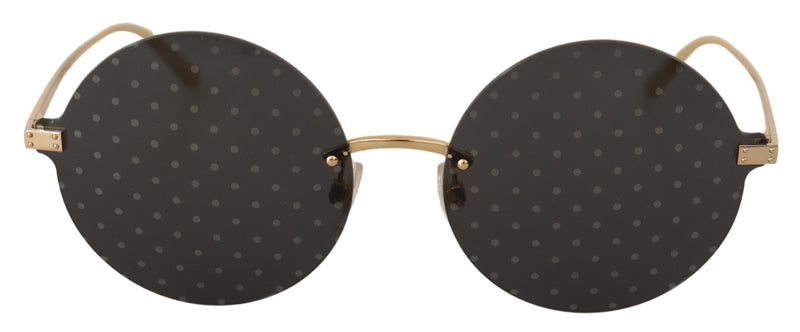 Metal Gold Frame Gray Lens Round Rimless Sunglasses