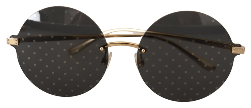Metal Gold Frame Gray Lens Round Rimless Sunglasses