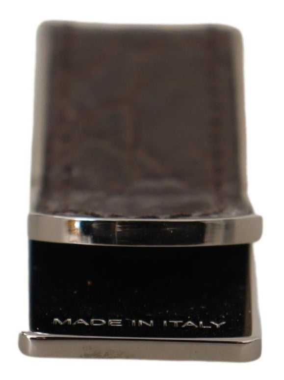Brown Leather Silver Brass Mens Cash Clasp Money Clip
