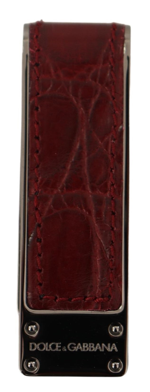 Red Leather Silver Brass Mens Cash Holder Money Clip