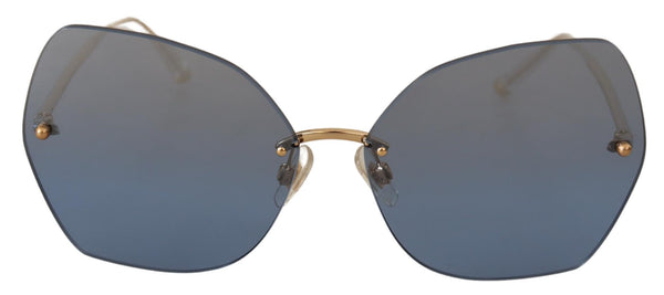 Blue Gold Butterfly Logo Oversized Sunglasses