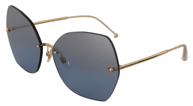 Blue Gold Butterfly Logo Oversized Sunglasses