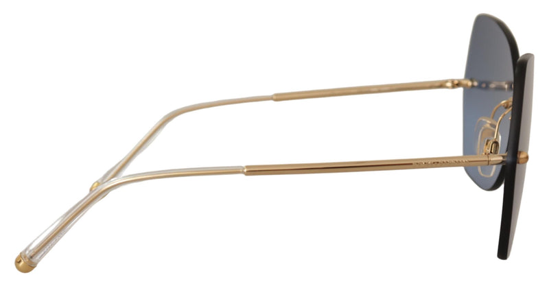 Blue Gold Butterfly Logo Oversized Sunglasses