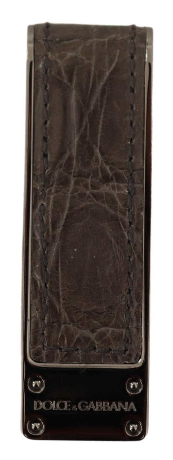 Brown Leather Silver Brass Mens Cash Clasp Clip