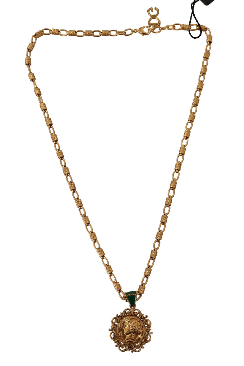 Gold Tone Brass Chain Drop Pendant Men Necklace