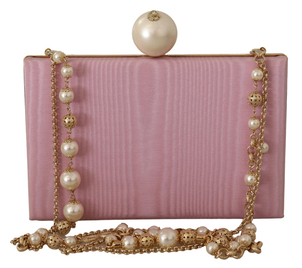Pink Silk Faux Pearl Mini Crossbody Women Bag
