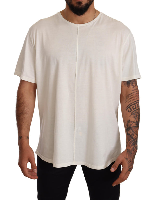White Cotton Round Neck Short Sleeves T-shirt