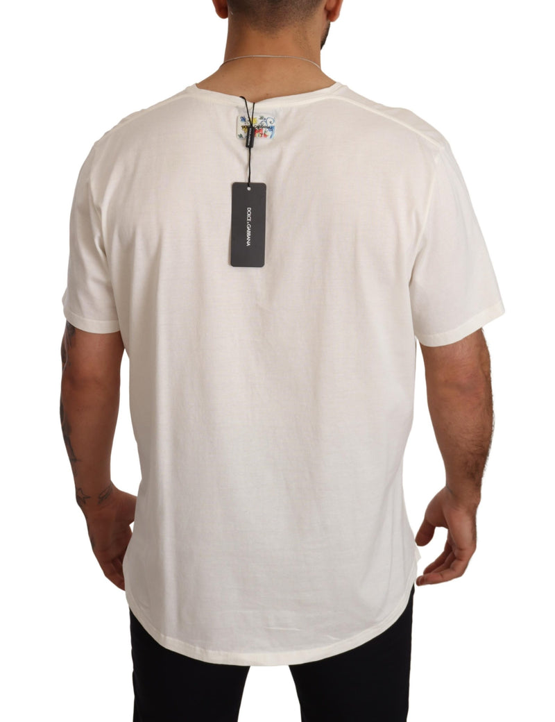 White Cotton Round Neck Short Sleeves T-shirt