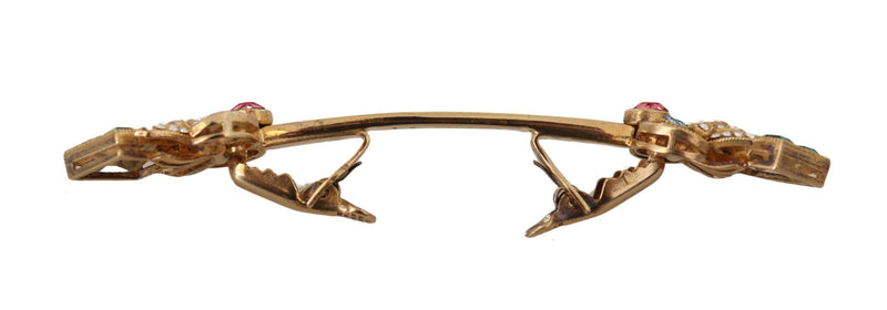 Green Emerald Gold Tone Collar Clip Tie Brooch