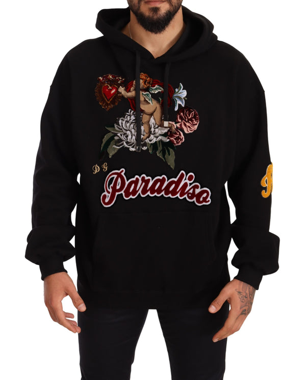 Black Paradiso Cotton Hood Sweatshirt
