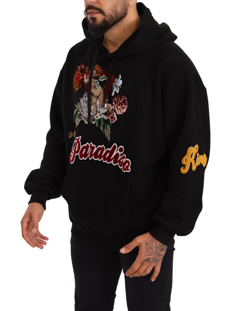 Black Paradiso Cotton Hood Sweatshirt