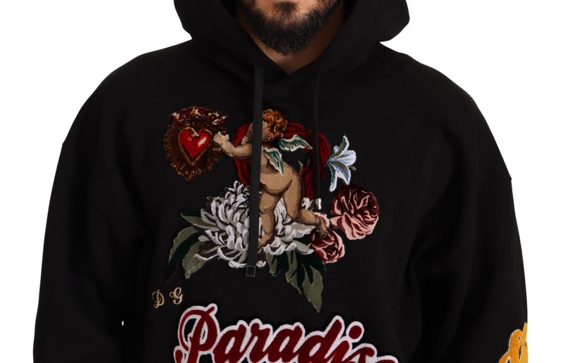 Black Paradiso Cotton Hood Sweatshirt