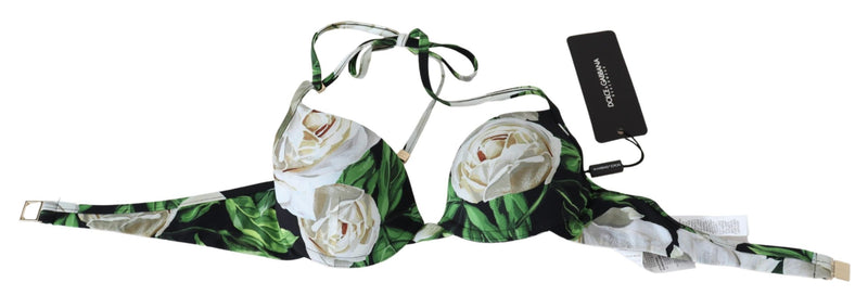 Black Rose Print Swimsuit Beachwear Bikini Tops