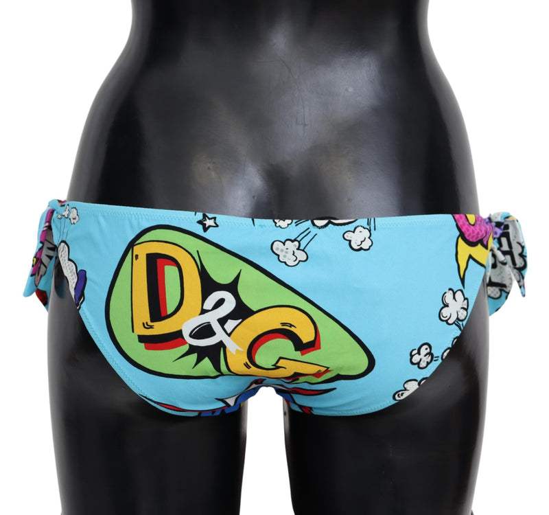 Blue Cartoon Print Swimsuit Beachwear Bikini Bottom