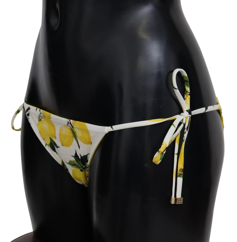 White Lemon Print Bottom Bikini Beachwear Swimsuit