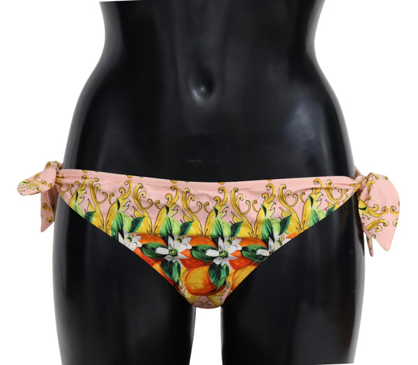Multicolor Orange Print Beachwear Bikini Bottom