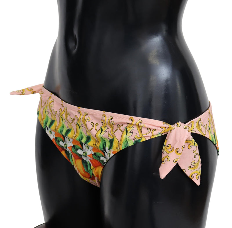 Multicolor Orange Print Beachwear Bikini Bottom
