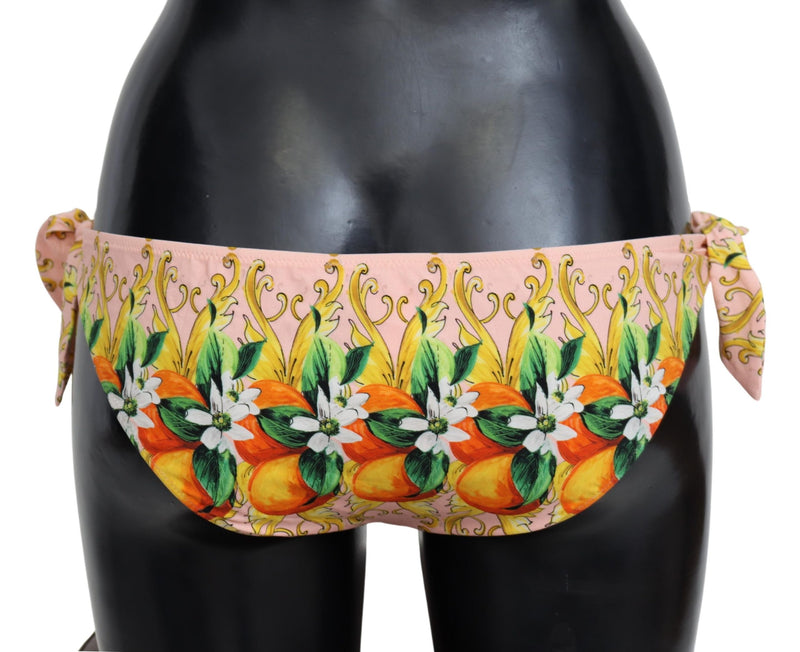 Multicolor Orange Print Beachwear Bikini Bottom