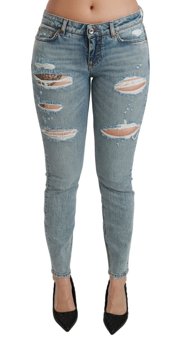 Blue Stretch Skinny Low Waist Denim Cotton Jeans