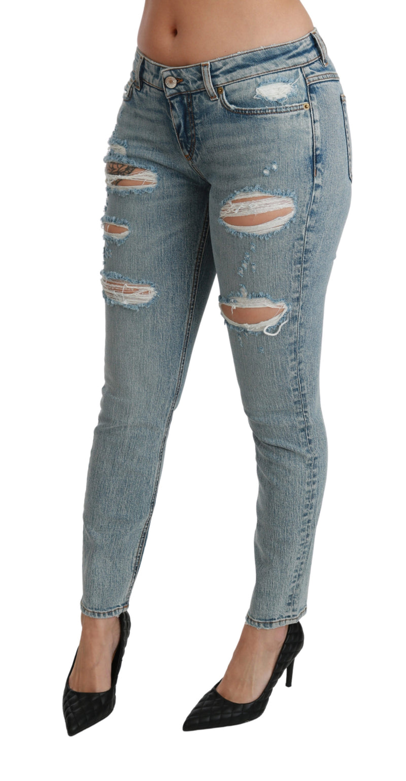 Blue Stretch Skinny Low Waist Denim Cotton Jeans